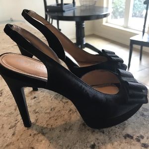 Mootsies Tootsies Black Satin Bow Stilettos